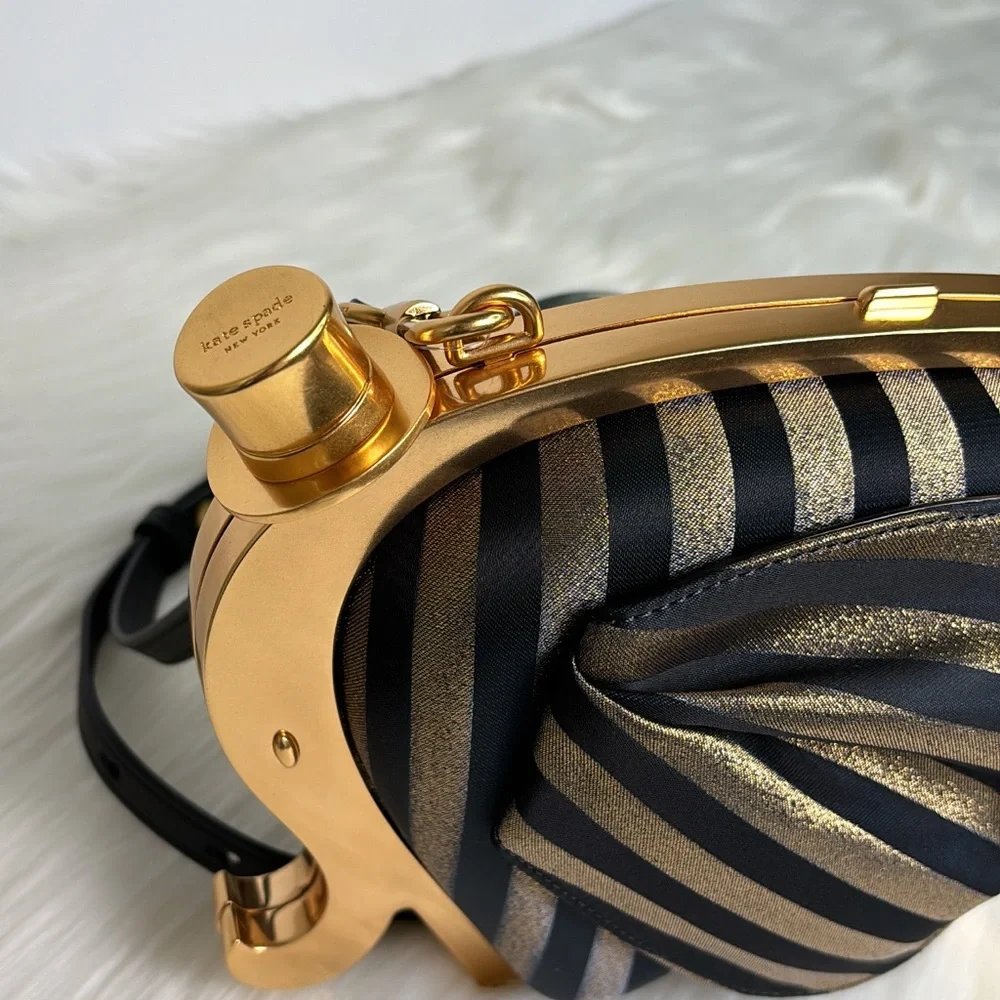 NWT💃Kate Spade Ellie Striped 3d Elephant Metallic Clutch Purse Bag - Picture 13 of 16